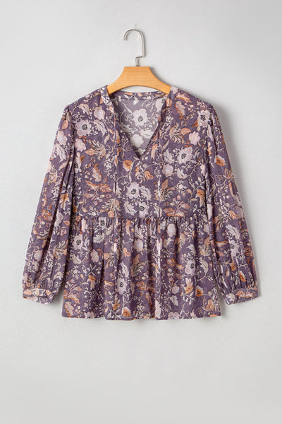 Pastel Floral Print Babydoll Blouse for Women - Short Sleeve, Lightweight Summer Top with Relaxed Fit and Breezy Style