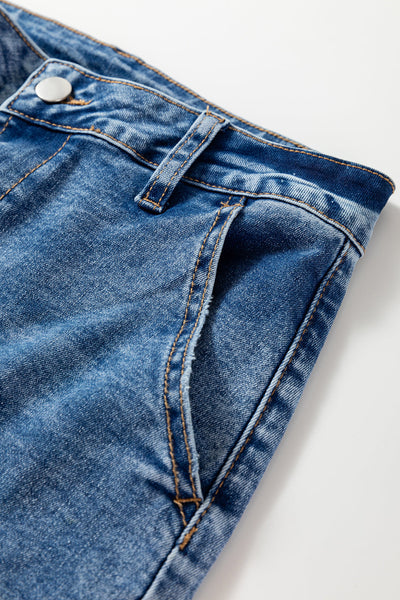 Women's Classic Fit Denim Blue Straight Leg Jeans - Versatile, Comfortable Everyday Style for Effortless Chic