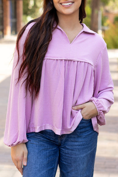 Pastel Flowy Babydoll Blouse for Women - Short Sleeves, Effortless Style, Perfect for Casual Outings and Summer Days