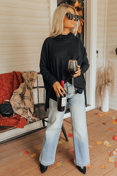 Chic Women's Black Cowl Neck Tunic Top - Effortless Style & Comfort for All Seasons, Perfect for Casual or Dressy Looks
