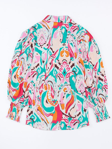 Casual Polo Printed Zipper Lapel Long Sleeve T-shirt