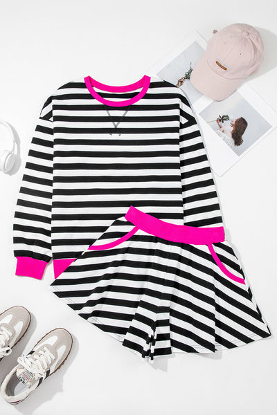 Women's Comfortable Stripe Shorts Set - Chic Casual Summer Outfit for Beach Adventures and Everyday Wear