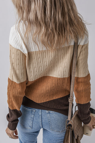 Trendy Women's Colorblock Knit Pullover Sweater - Cozy, Stylish Fit in Beautiful Shades for Effortless Everyday Wear