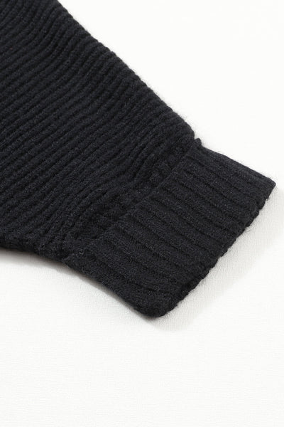 Cozy Women's Black Oversized Cardigan with Fold-Over Sleeves  Stylish Open Front Layering Essential