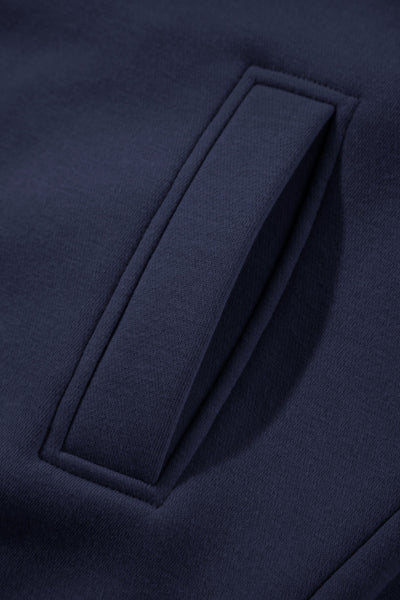 Women's Navy Cotton-Blend Hoodie and Sculpted Jogger Set with practical styling and dependable silhouette control.