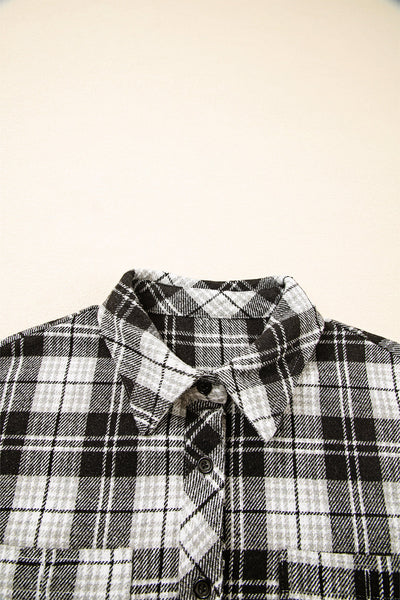 Trendy Women's Long Sleeve Black Plaid Button-Up Shirt - Casual Fit for Effortless Everyday Style