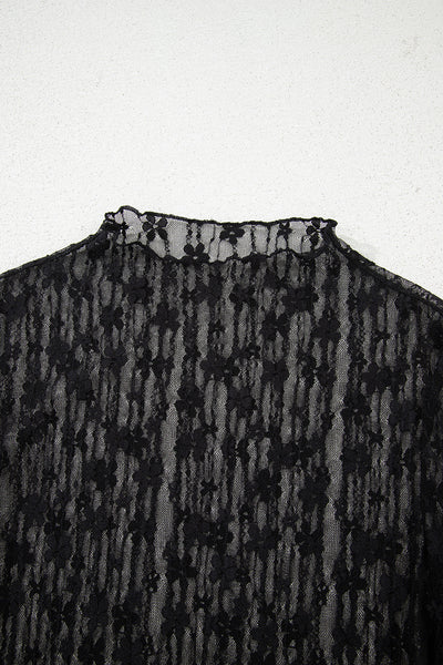 Elegant Black Sheer Blouse for Women - Lightweight, Trendy Fit with Stylish Design for Casual and Evening Wear