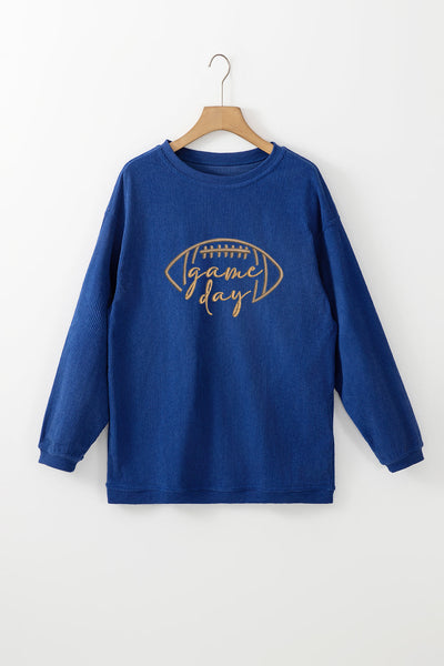 Women's Game Day Corded Ribbed Sweatshirt in Royal Blue