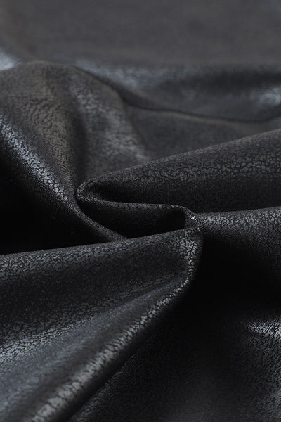 Chic Women's Black Leather Leggings with Crossed Dip Waist for a Stylish and Comfortable Fit