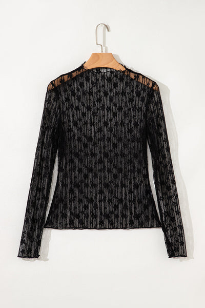 Elegant Black Sheer Blouse for Women - Lightweight, Trendy Fit with Stylish Design for Casual and Evening Wear