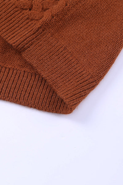 Women's Textured Basket-Weave Open Front Cardigan in Rust