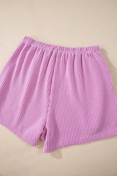 Women's Cozy Phalaenopsis Long Sleeve Knit Top & High-Waist Shorts Set - Stylish Loungewear for Casual Outings