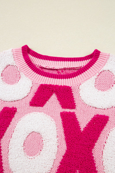 Cozy Women's Pink XOXO Crewneck Sweater - Casual Drop Shoulder Style, Perfect Valentine‚Äôs Day Gift for Her