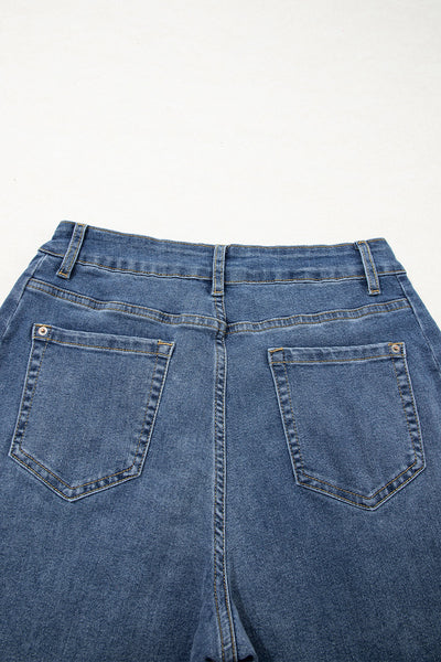 Chic Blue High-Waisted Jeans for Women  Flattering Fit Ideal for Casual Outings and Everyday Style