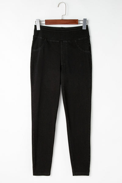 Stylish Women's Black High Waist Slim Fit Jeggings - Comfortable Stretch Fabric for Effortless Casual Looks