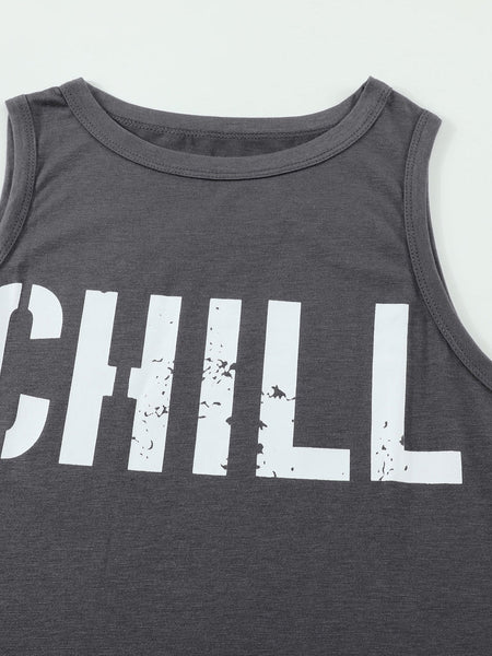 CHILL Graphic Printed Gray Summer Tank Top