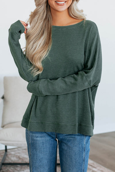 Soft Beige Cozy Women's Waffle Knit Long Sleeve Top Relaxed Fit for Effortless Casual Chic and Everyday Comfort