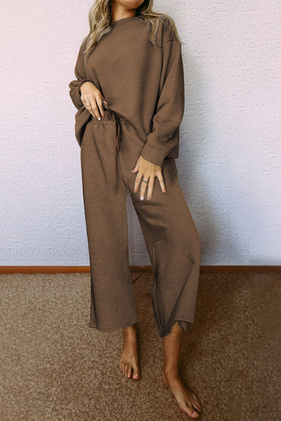 Cozy Women's Dark Brown Ultra Loose 2-Piece Slouchy Lounge Set for Effortless Everyday Comfort and Style