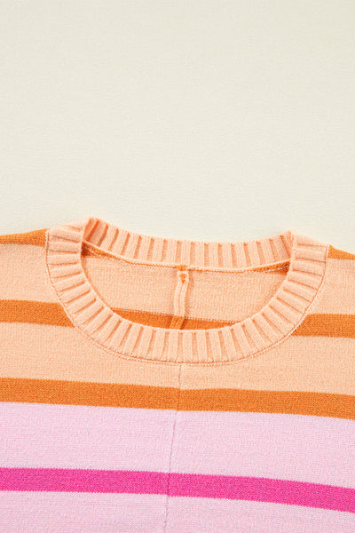 Women's Cozy Multicolor Gradient Ribbed Sweater - Loose-Fit, Stylish Layering Essential for Casual Outings
