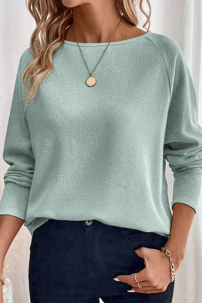 Women's Moonlight Jade Raglan Knit Top in Textured Viscose Blend
