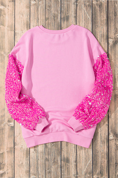 Trendy Women's Pink Sequin Pullover Sweater - Long Sleeve, Comfortable Fit for Casual Outings and Everyday Style