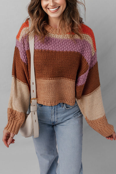 Vibrant Women's Colorblock Sweater - Cozy Knit, Stylish Fit for Casual Outings and Everyday Comfort