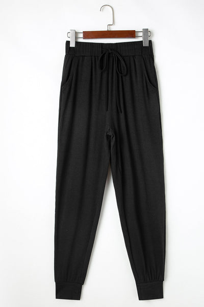 Stylish Women's Black Lounge Set: Long Split Cardigan & Slim-Fit Pants for Ultimate Comfort and Fashion