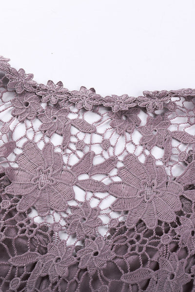 Chic Women's Purple Crochet Lace Button-Up Top - Stylish & Comfortable for Casual or Dressy Events