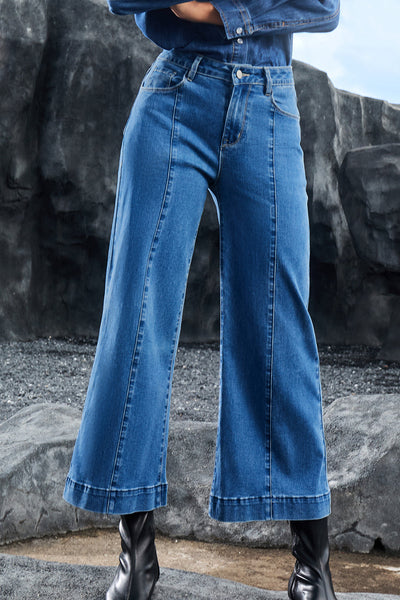 Chic High-Waisted Blue Jeans for Women - Slim Fit Denim for Effortless Everyday Style and Comfort