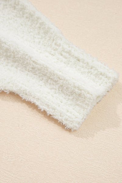 Cream Popcorn Knit Striped Hooded Sweater with practical styling and dependable silhouette control.