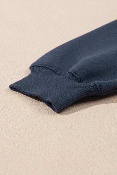 Navy Blue Women's Cozy Drop Shoulder Sweatshirt & Joggers Set for Effortless Style and Everyday Comfort