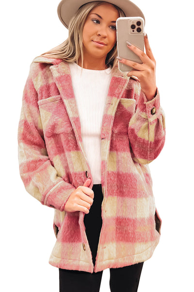 Plaid woolen coat coat thick coat for women