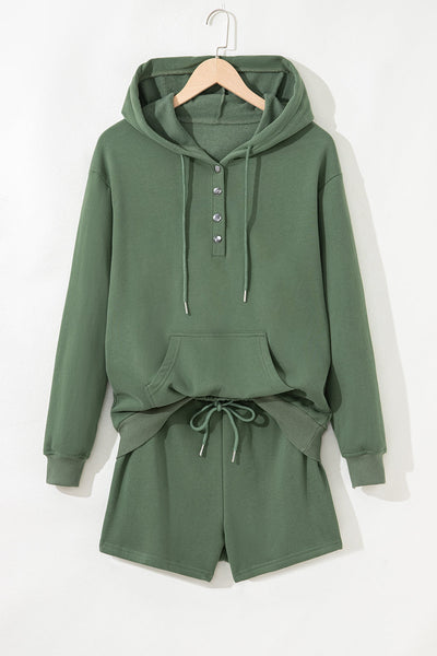 Women's Soft Cotton Casual Hoodie Short Set - Comfy Summer Lounge Wear for Relaxed Days and Outings