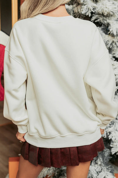 Women's Vintage Ribbon Tree Graphic Sweatshirt in Winter White
