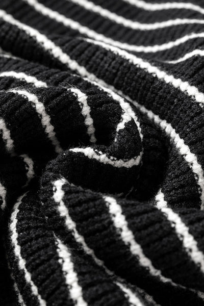 Chic Women's Black Striped V-Neck Sweater Tank Top - Stylish & Comfortable for Effortless Casual Looks