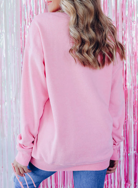 Women's Cozy Peach Blossom Graphic Sweatshirt with Tinsel Detail - Trendy Casual Wear for Effortless Everyday Style