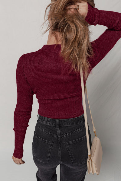 Chic Women's Ribbed Long Sleeve Top in Soft Fabric Perfect for Layering and Everyday Casual Style