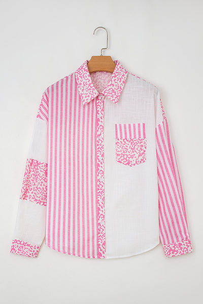 Stylish Women's Leopard Striped Blouse - Flattering Casual Top in Trendy Print for Effortless Everyday Style