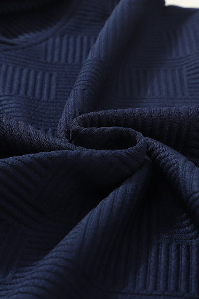Women's Navy Blue Ultra Loose Textured 2-Piece Slouchy Set for Effortless Comfy Casual Wear
