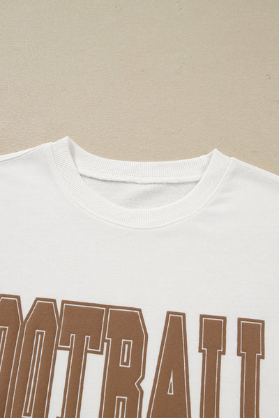 Women's Casual White 3D Letter Graphic Sweatshirt - Sporty Crew Neck, Comfortable Fit for Everyday Style