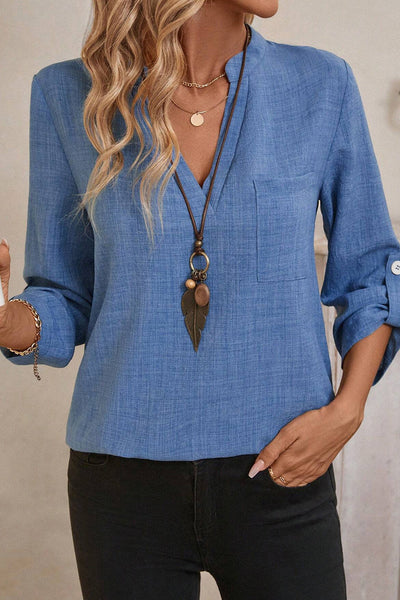 Chic Women's Solid Color Blouse in Soft Fabric - Effortless Style for Casual or Office Wear, Flattering Fit