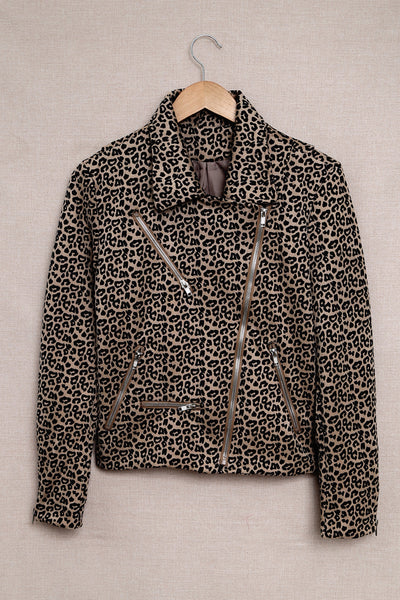 Women's Leopard Print Moto Jacket in Jackets for polished occasion-to-casual wear