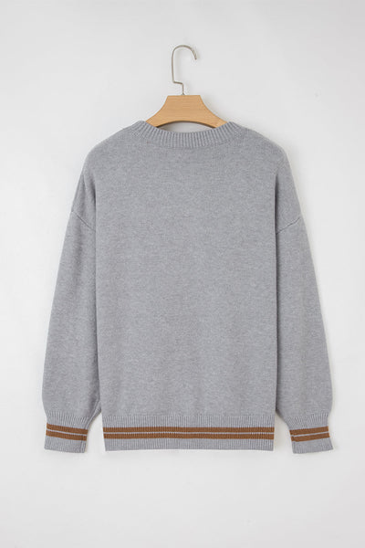 Cozy Women's Western Graphic Sweater - Trendy Casual Knit for Effortless Everyday Style in Soft Neutral Tones
