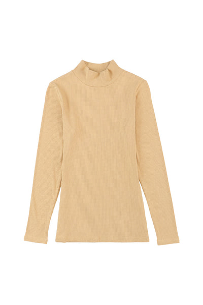 Women's Fitted Crew Neck Top with Long Sleeves and Ribbed Texture