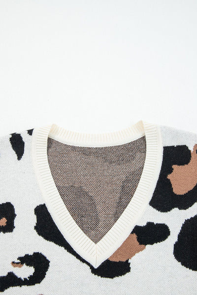 Cozy Women's Leopard Print Patchwork Sweater - Stylish Fall Layering Essential in Warm Tones