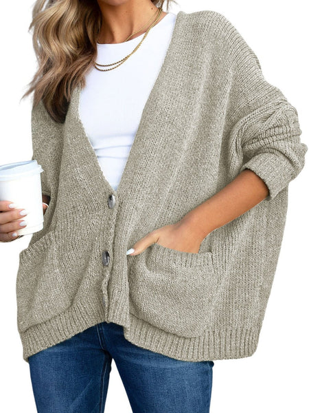 Women's V-Neck Button Cardigan