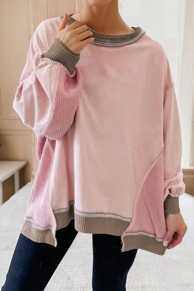 vibrant women's color block pullover sweatshirt - cozy, stylish casual top with relaxed fit for everyday wear made for easy styling and wardrobe with