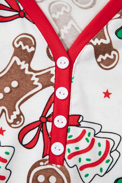 Women's Gingerbread and Tree Print Christmas Lounge Set with Red Trim with practical styling and dependable silhouette control.