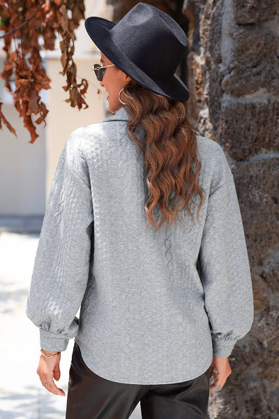 Cozy Beige Women's Cable Knit Shacket - Trendy Layering Essential for Fall and Winter Fashion