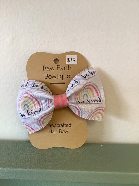 Raw Earth Bowtique be kind hair bow clip